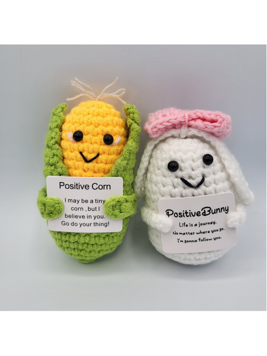 Unbranded Accessories - Cute "Positive Corn" & "Positive Bunny" Desk Decor Crochet Figures Set – NWOT